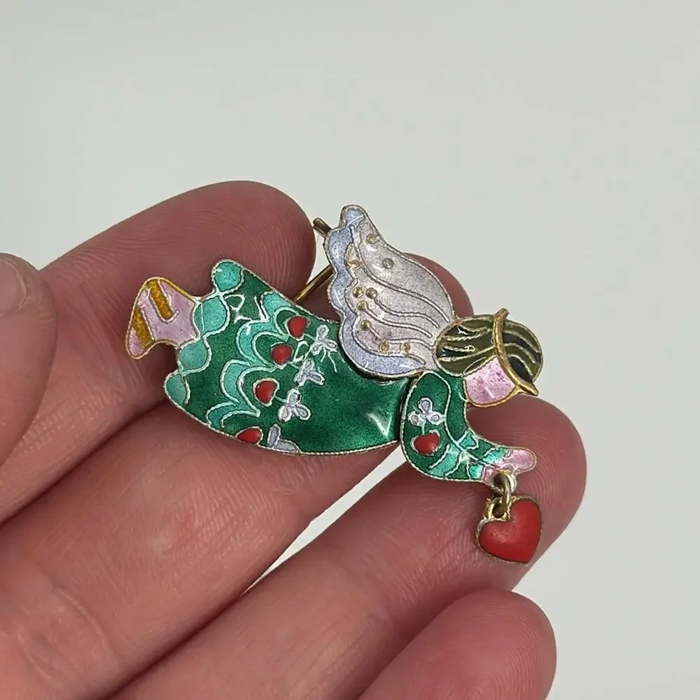 Angel Vermeil Enamel brooch